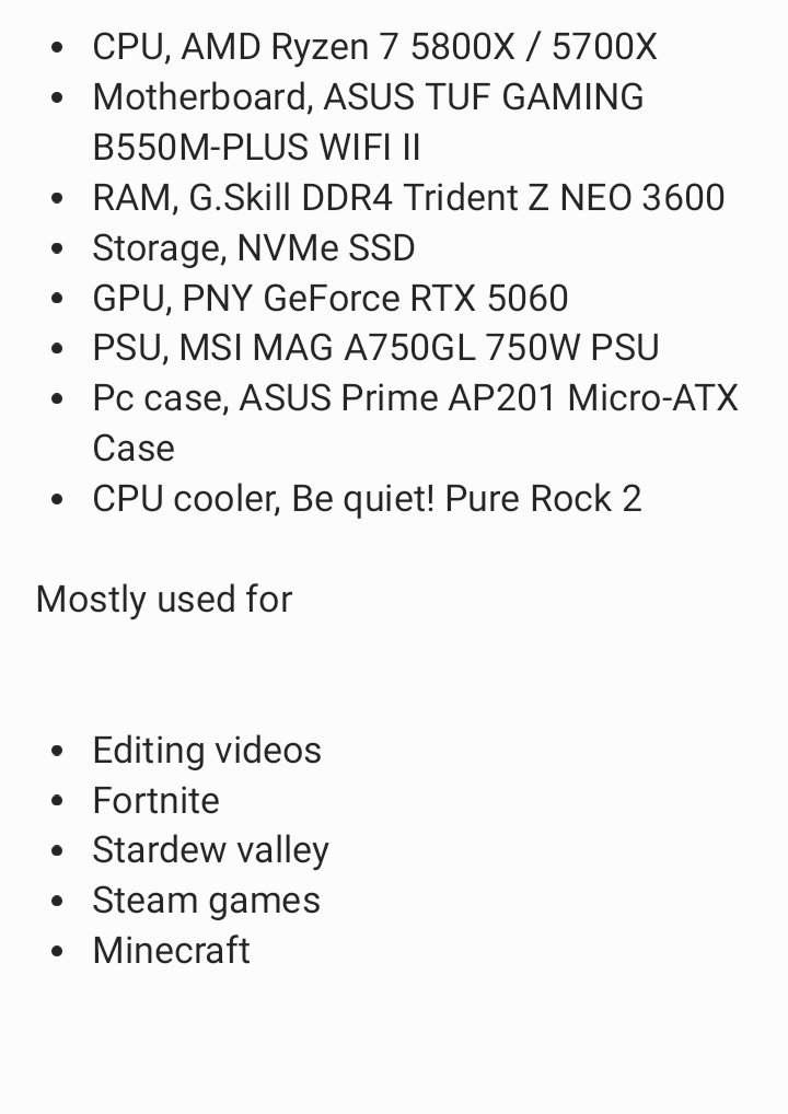 Ava19596's tweet image. Im thinking about building or getting someone to build me a pc but it is my first time can people that have experience tell me if this is a good build? I have no clue im learning and would like to know. #computer #GamingCommunity #videogames #tech