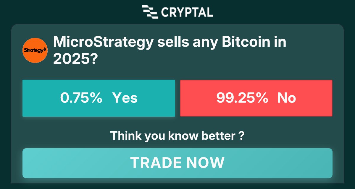 MicroStrategy sells any Bitcoin in 2025?
Join now at cryptal.ai/market/msft-se…
Tags: #crypto #prediction #market