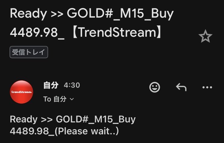 TrendStreamFx's tweet image. ちなみに

今朝
配信された
のがこれ

Ready
↓
Signal

の2段階通知で

朝方でも
チャンスを
逃さない

fx初心者 ドル円 ゴールド usdjpy gbp eur aud gold xauusd btc eth 相関性 デイトレ シグナル EA 自動売買 3steptrade trendstream goldstream