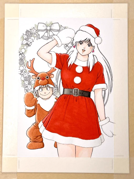 Merry Christmas Xmasポストカード イラスト彩色過程