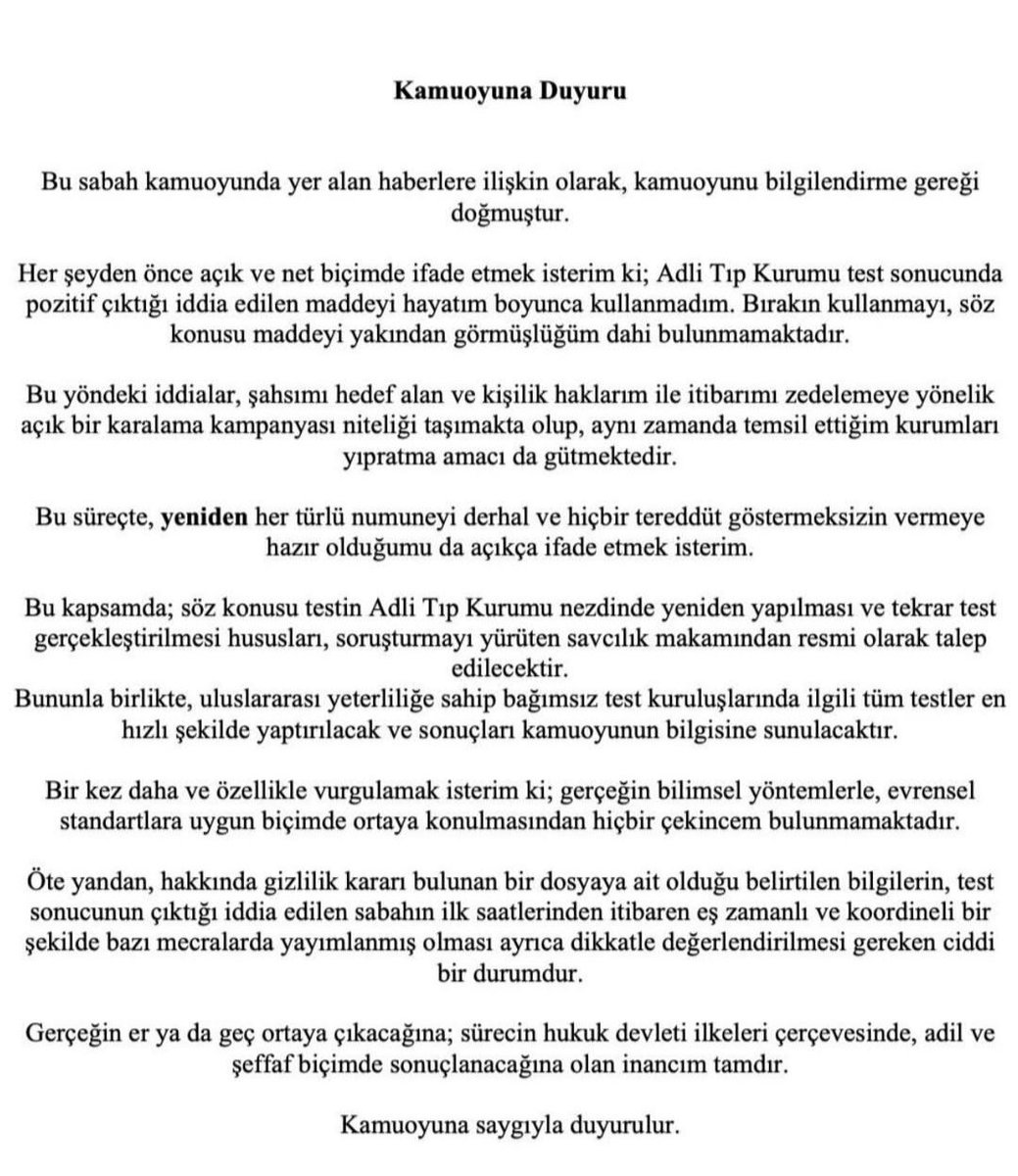 Başkanımız Sadettin Saran'ın Açıklaması;