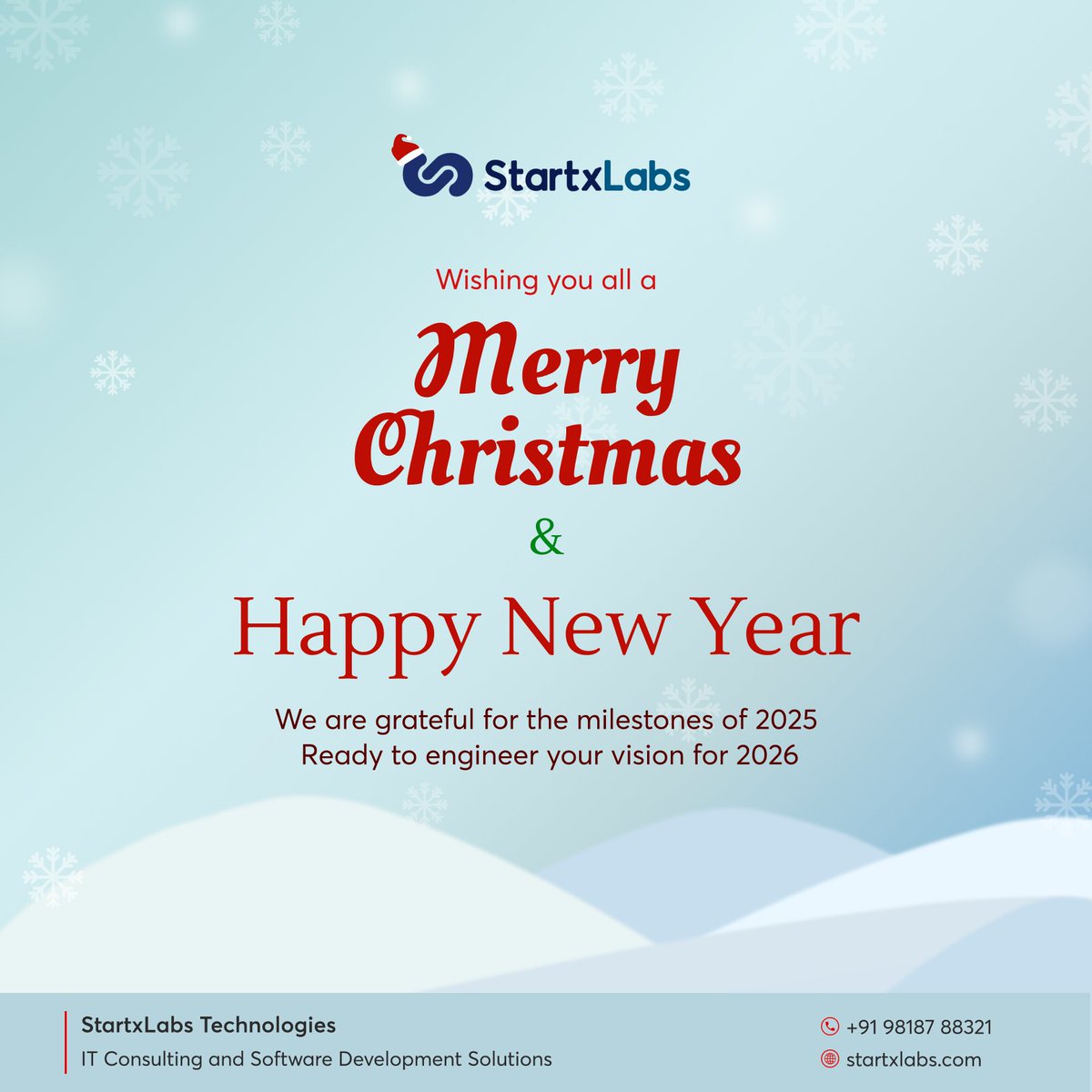 Reflecting on a rewarding 2025 at #StartxLabs

A huge thank you to the clients who trusted us with their most complex builds! 

Wishing you all a Merry Christmas and a wonderful New Year!🎄✨ 🎆
#NewYear2026  #SoftwareEngineering