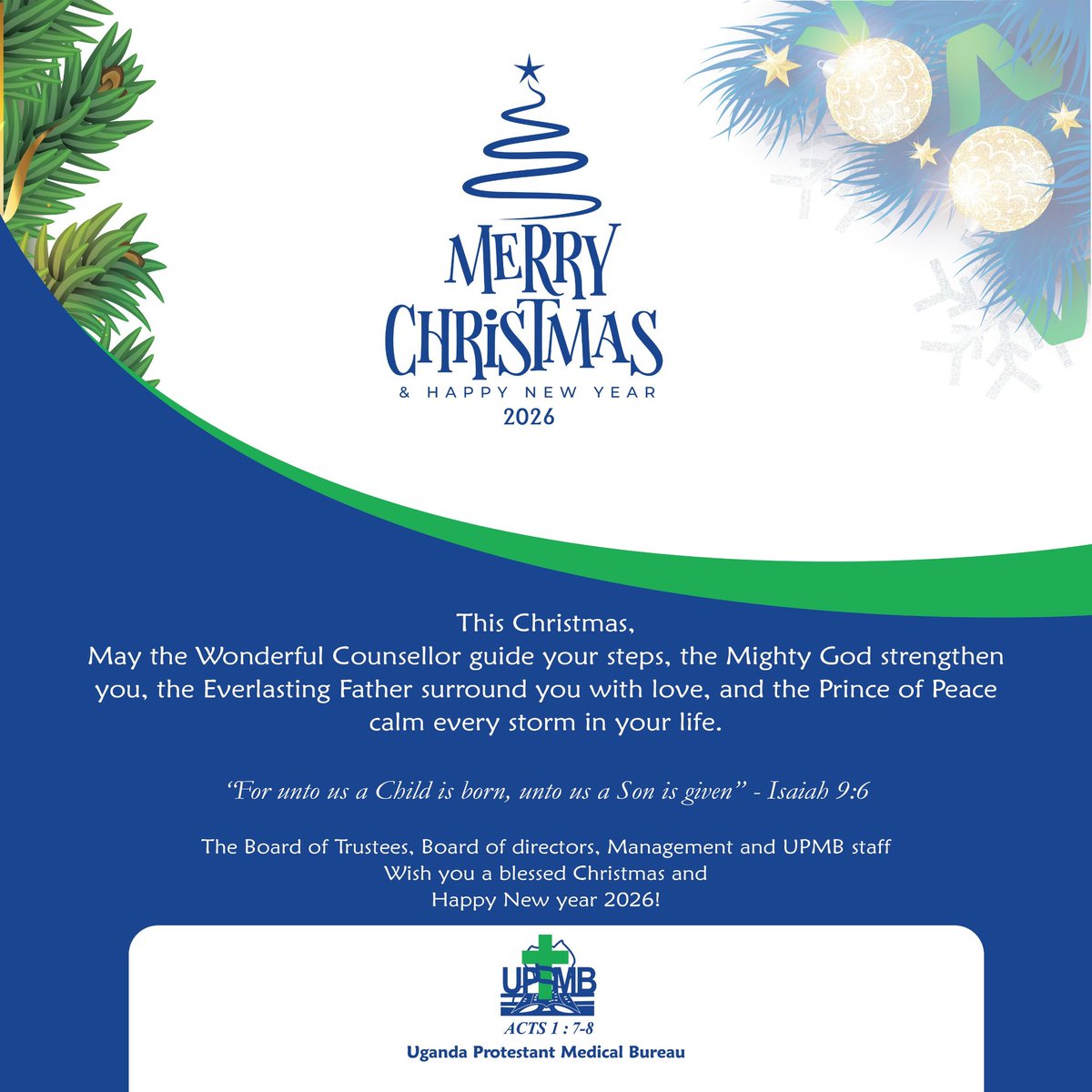 May the Wonderful Counsellor guide your steps, the Mighty God strengthen you, the Everlasting Father surround you with love and the Prince of peace calm every storm in your life #MerryChrismas