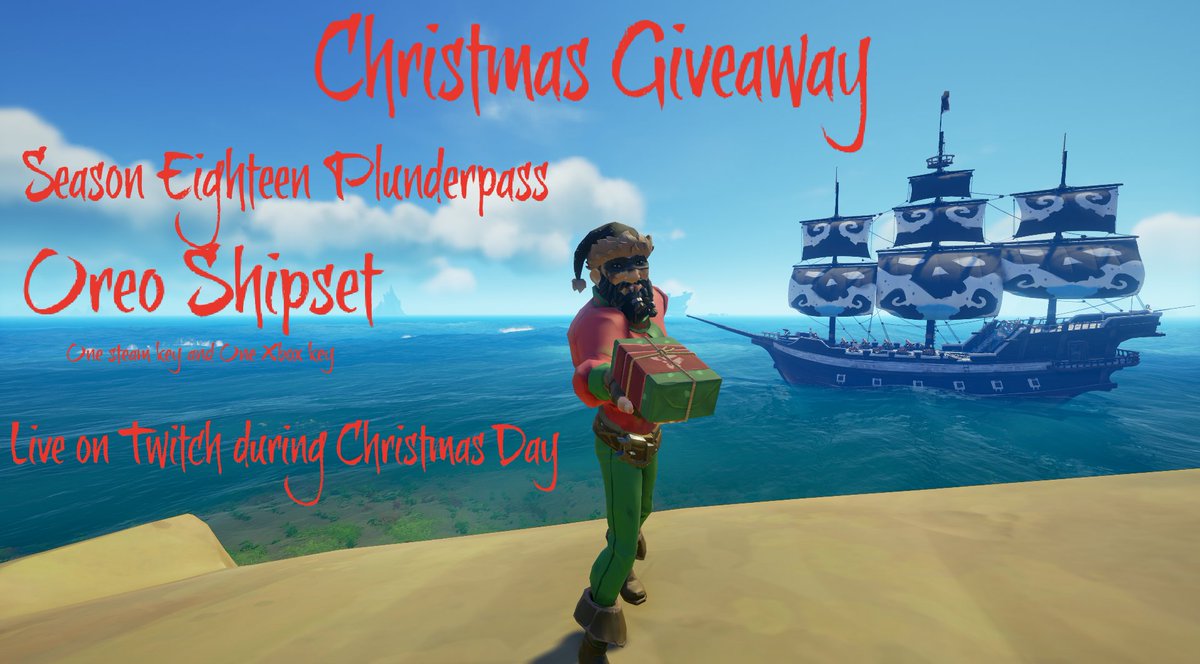 SURPRISE!!!
I've decided to also give away 2 Oreo Shipsets (1 steam key and 1 xbox key) on top of my Plunderpass Giveaway!
I'll be giving them away randomly during my stream tomorrow on twitch.tv/kevichkovil 

Hope to sea you there!

#seaofthieves