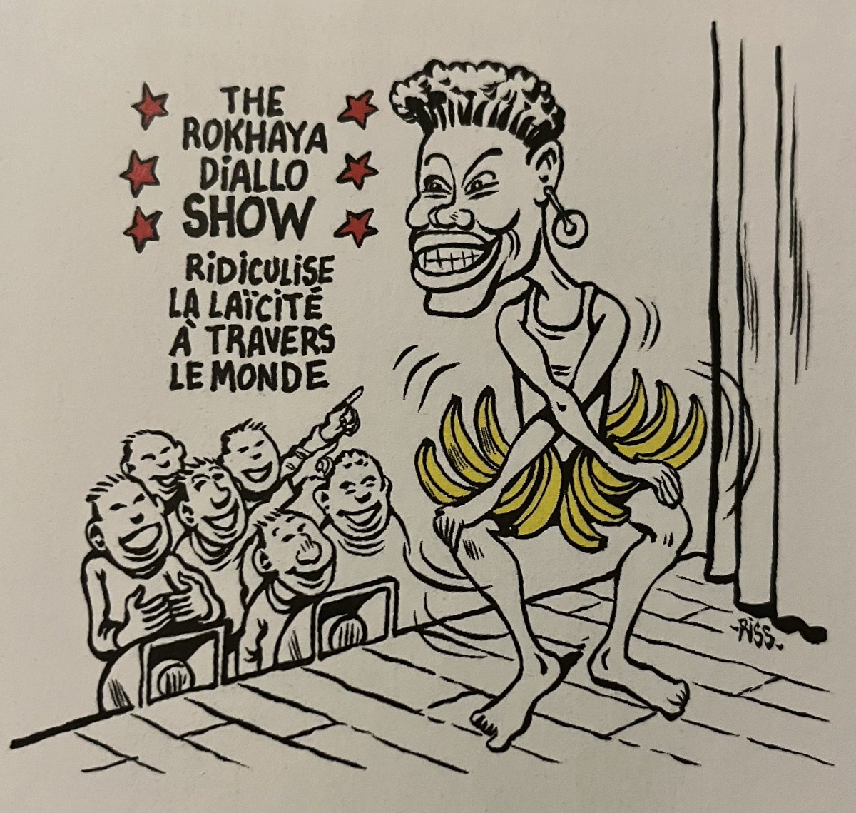 Pourquoi personne n'en parle ?

Dans le dernier Charlie Hebdo, 6 hommes blancs se moquent d'une femme noire caricaturée de façon raciste avec des bananes en guise de jupe.

La négrophobie ne rentre pas dans le cadre de la liberté d'expression et à la caricature. C'est illégal.
