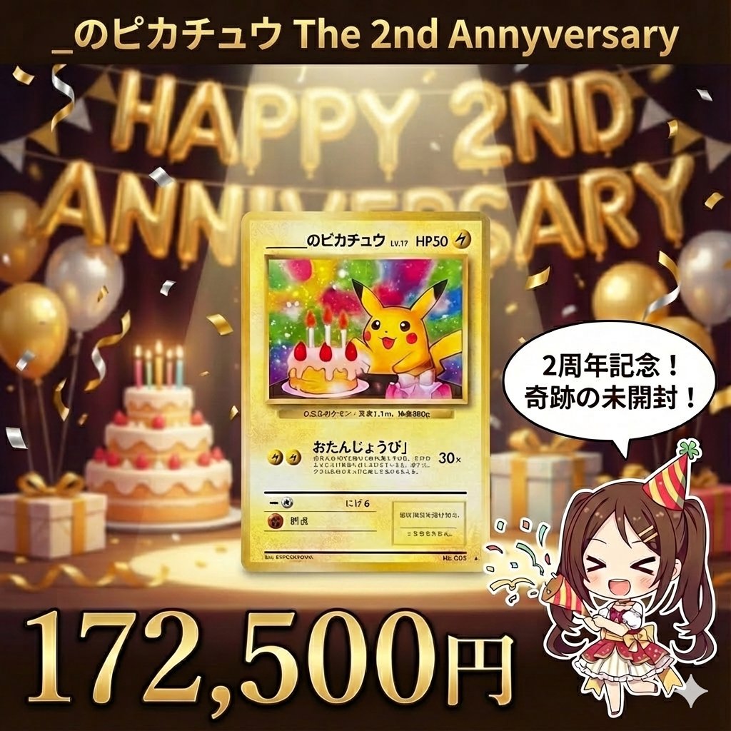 🎉お祝い感たっぷり🎉 【＿のピカチュウ LV.17】未開封✨ 2周年記念