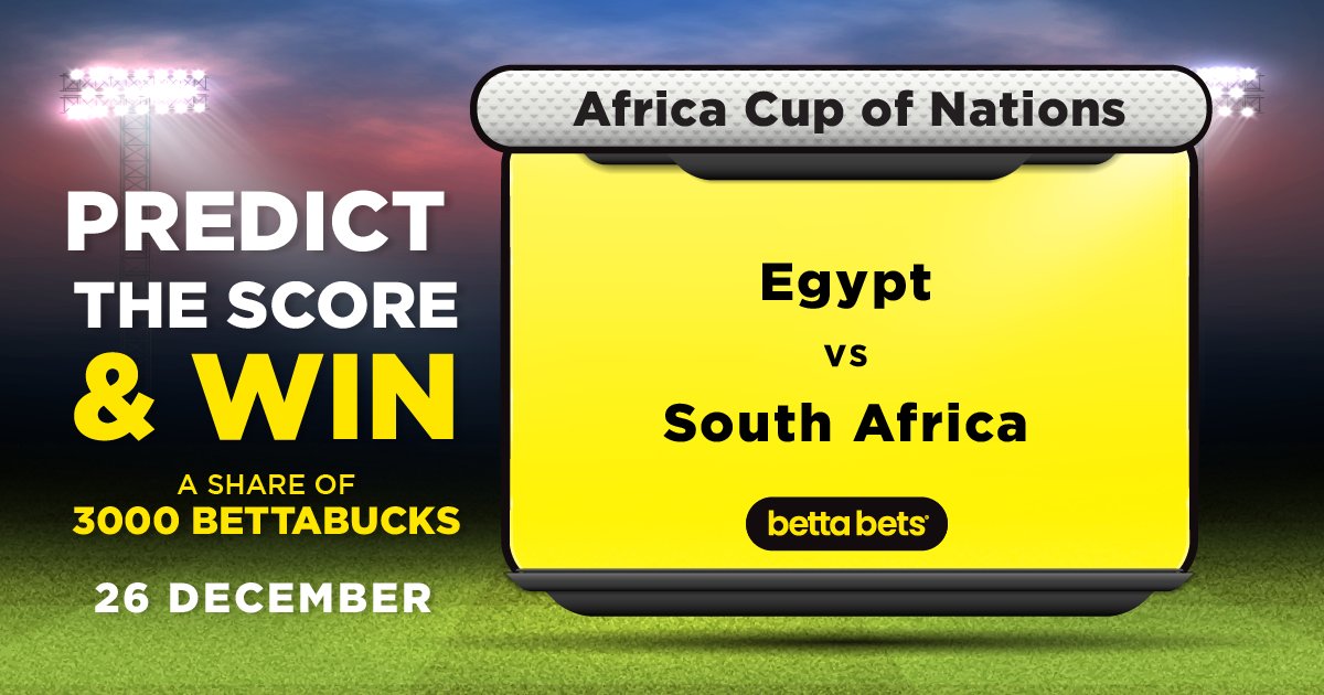 Bettabetsonline's tweet image. #Azikhale AFCON’s back with a BANG &amp;amp; Bettabets is giving YOU a share of 3,000 Bettabucks!

Egypt vs South Africa – the AFCON energy meets festive shisanyama fire. Predict the final score before kick-off on 26 December 2025 and celebrate Ke Dezemba like a KING!

Winners announced…