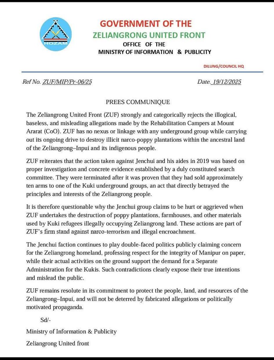 ZUF stands firm in defending ancestral lands, destroying multiple poppy fields cultivated by illegal settlers in Kangpokpi. This highlights the ongoing battle against narco-terrorism threatening our communities.Time to support the fight for a drug-free Manipur #ZeliangrongUnited