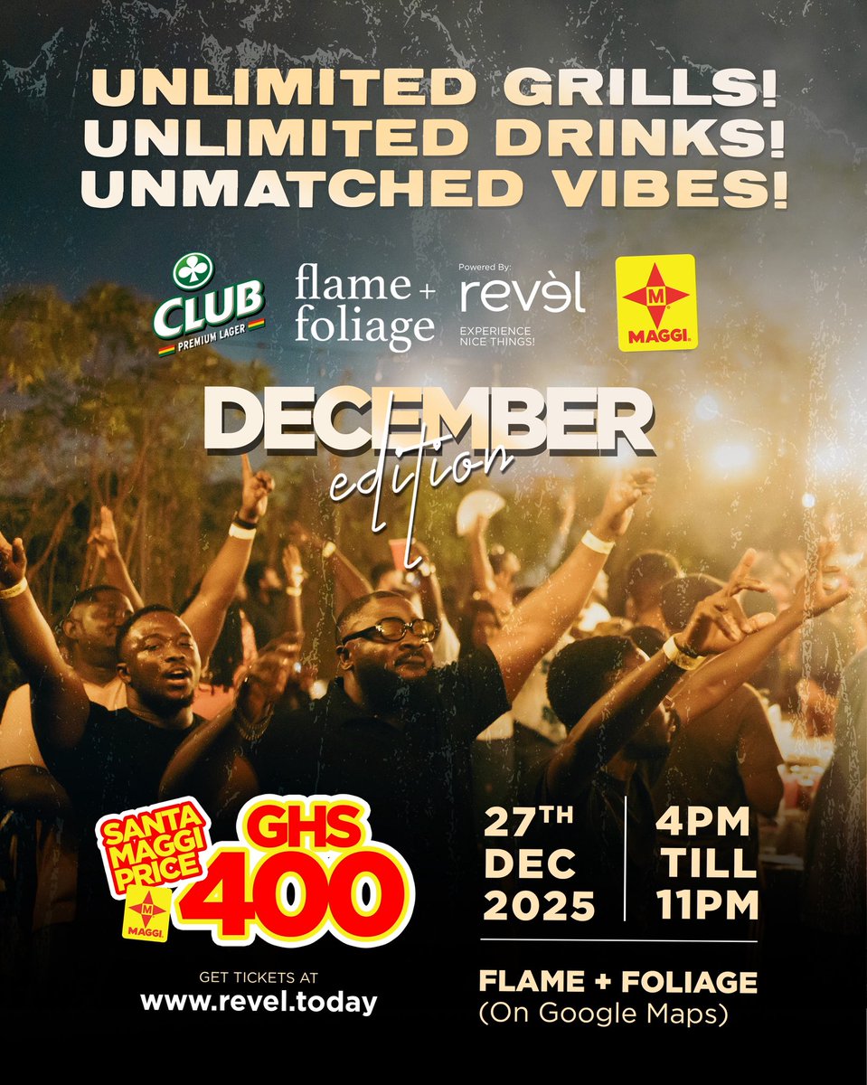 allofjc's tweet photo. Tickets selling fast! Unlimited everything! Grills, Drinks, Vibes! 27th December 2025. https://t.co/eJkxf2pDNU https://t.co/h5l5ptet8M