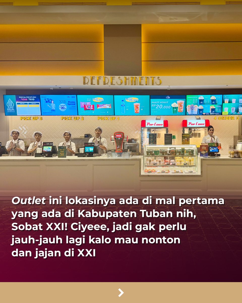 cinema21's tweet photo. Cieee, Sobat XXI di Tuban~ 🫵
Kelihatan banget nih hepinya, soalnya XXI di Citimall Tuban akhirnya resmi dibuka! 🥳🎬
Udah kepikiran mau ngajak siapa buat nonton dan jajan hari ini? https://t.co/MBlxMdFVfU