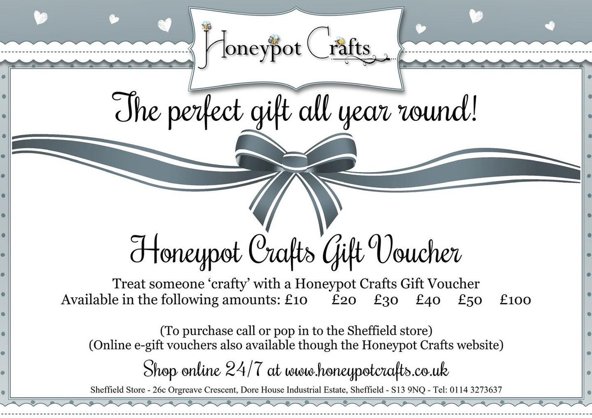 Need a last minute Christmas gift for a crafty friend?

Our Gift Vouchers can bought for either online use or in store use.

To purchase an online gift cards click here 👇

honeypotcrafts.co.uk/digital-gift-c…

To purchase an in store gift cards click here 👇

honeypotcrafts.co.uk/in-store-use--…