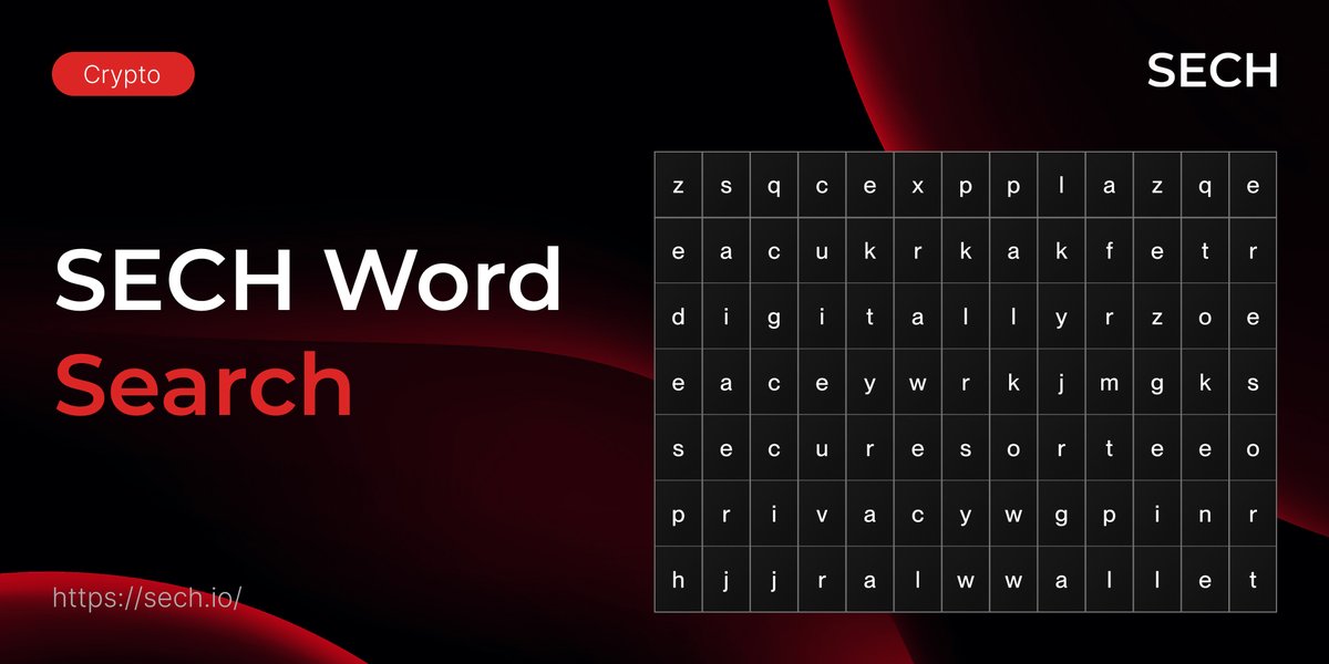 SechToken's tweet image. 🧩 Ready for a challenge?

We’ve hidden key terms related to the SECH project in this word search game. Can you find them all? 🔍

#SECH #WordSearch #Blockchain #Web3