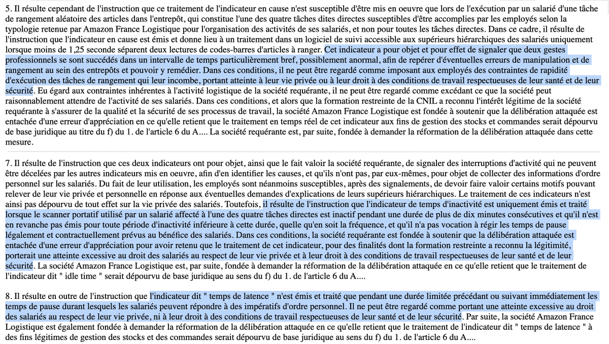 Surveillance des salariés : A rebours de la <a href="/CNIL/">CNIL</a>, le <a href="/Conseil_Etat/">Conseil d'État</a> valide les logiciels de surveillance numérique des salariés mis en place par @Amazon dans ses entrepôts.

Avec détection automatisée des « temps d'inactivité » &amp; autres « temps de latence » de chaque salarié.