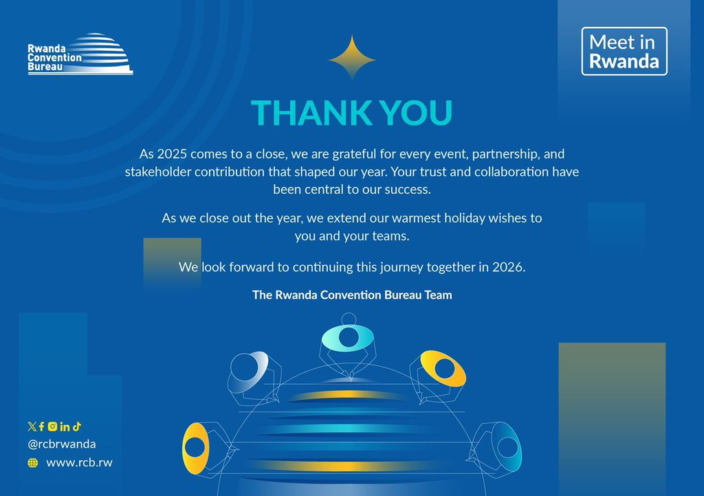 This festive season, we celebrate the partnerships we’ve made throughout the year and look forward to bringing the world to #MeetInRwanda in 2026.

Happy holidays!
