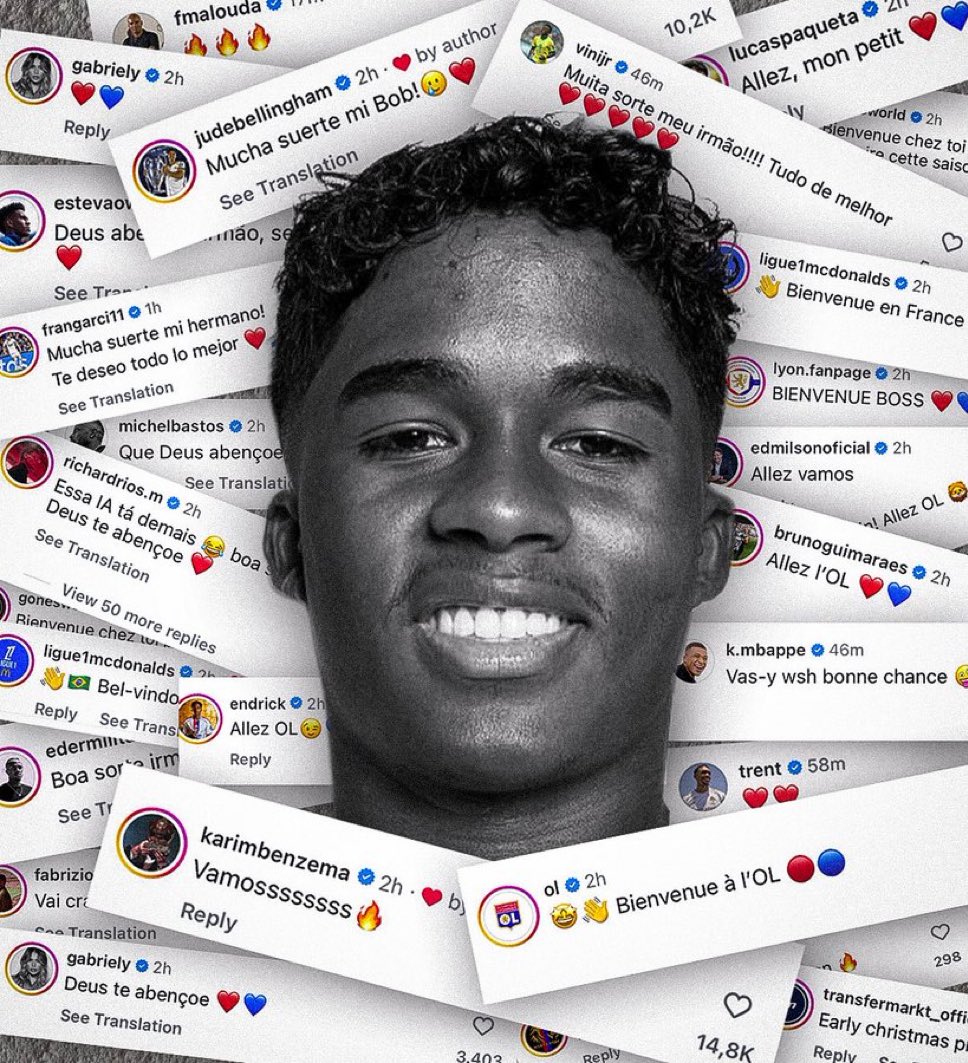 theMadridZone's tweet photo. World football congratulating Endrick in his move to Lyon. 🦁🤝 https://t.co/u9PaqFAcNc