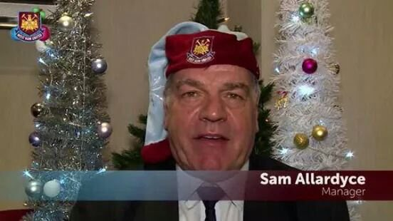 HamImages's tweet image. The greatest West Ham Christmas tweet of all time. 

Sam Allardyce Christmas Isis address to the fans. #COYI #WHUFC
