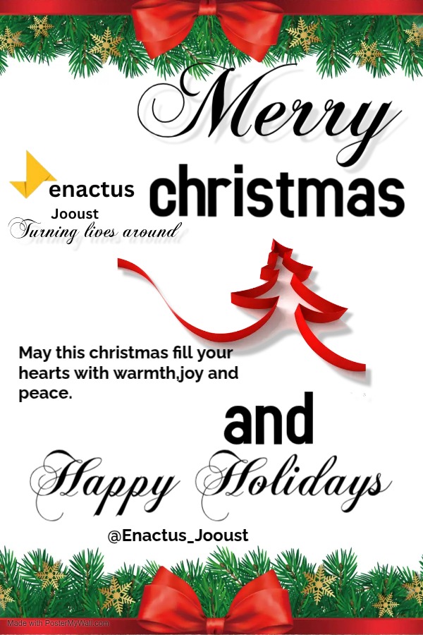 Merry Christmas and Happy Holidays from Enactus Jooust. Wishing you a season of joy, love, and success.
#WeAllWin
