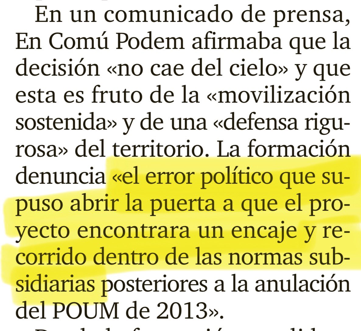 He de desmentir en <a href="/jordi_collado/">Jordi Collado 🔻</a> :

1. Les Normes no van obrir la porta a encaixar el projecte dels Camps de futbol a la Planota perquè això ja hi era al POUM del 13.
2. Les Normes no podien treure-ho, només podien treure Plans Parcials -i els vam treure, per exemple el de Mas