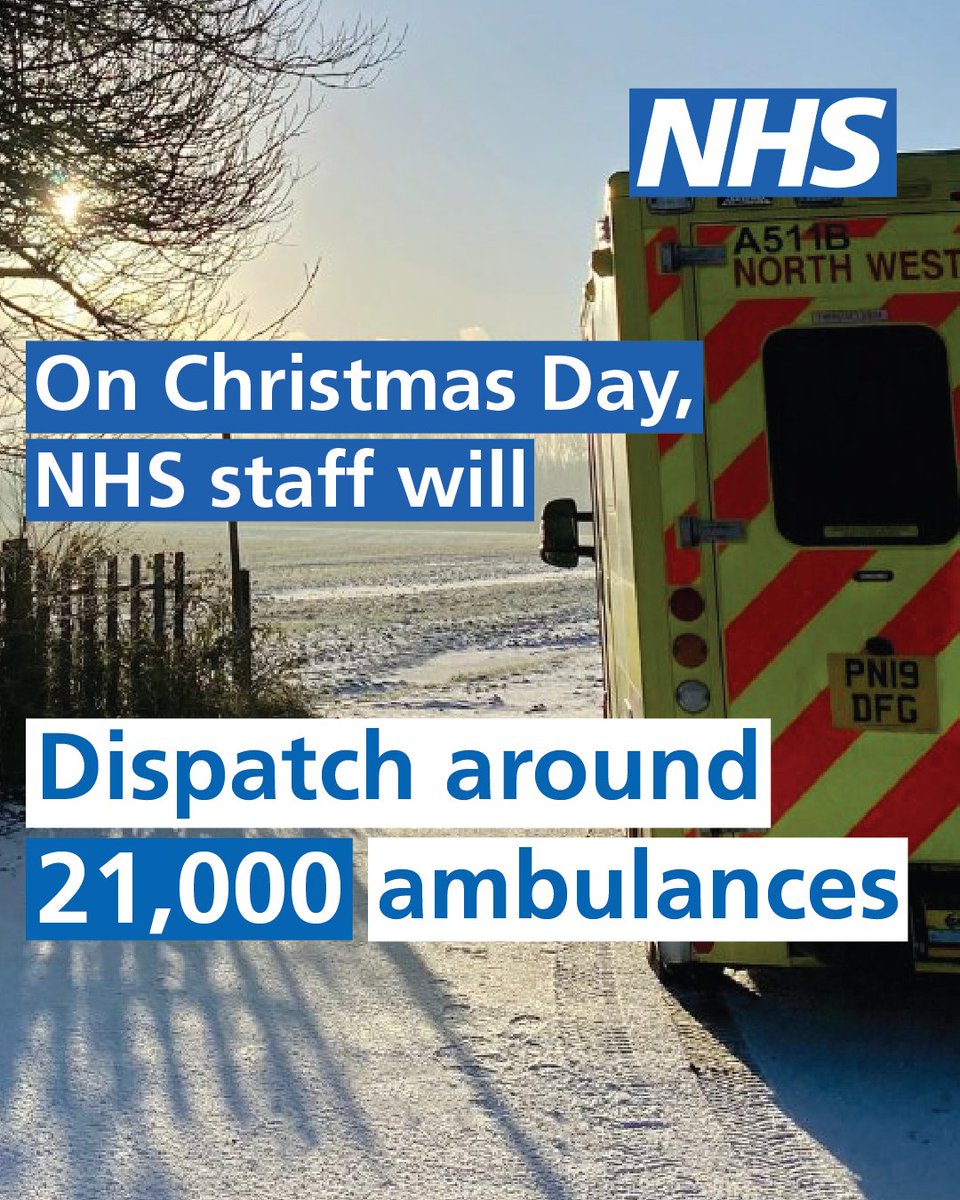 NHSEngland's tweet image. On Christmas Day, NHS staff will continue to do what they do best, looking after us when we need it most 💙

We don't stop for Christmas. NHS staff will be dispatching ambulances, delivering babies and serving Christmas dinners.

A huge thank you to all our staff.