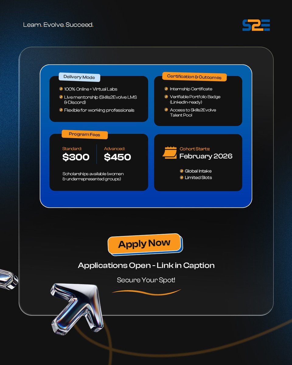 🚀 Applications Are Now Open — Cohort 1 (February 2026)

⏳ Limited slots. Global intake.
📅 Cohort starts: February 2026

👉 Apply now via the link in caption and secure your spot.
forms.gle/rTEN4MZ2Z64XYR…