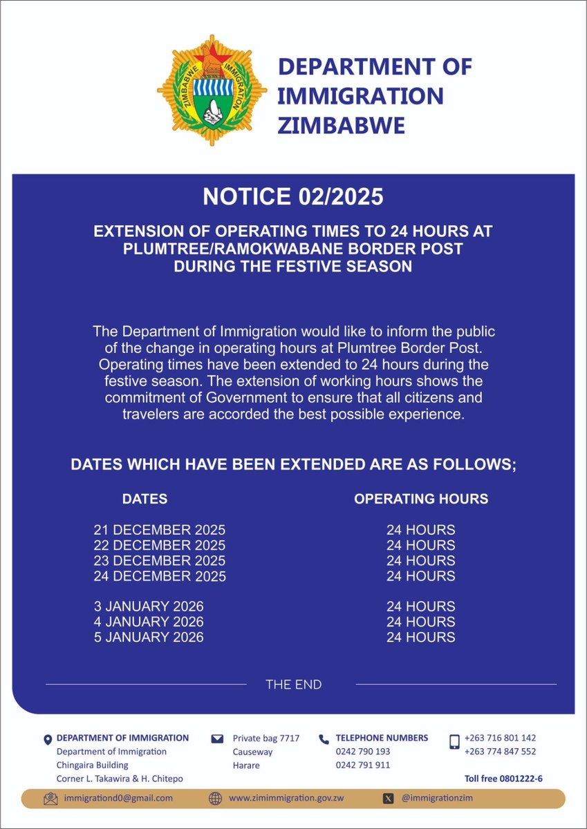Department of Immigration Zimbabwe tweet media