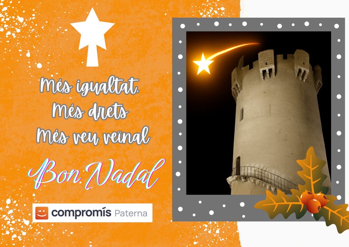 🌲 Des de Compromís per Paterna vos desitgem un Nadal ple de pau, solidaritat i esperança. 😉

🟠 Que aquestes festes ens recorden la importància de cuidar-nos els uns als altres i de lluitar junts per un Paterna més justa i habitable ✊🏻