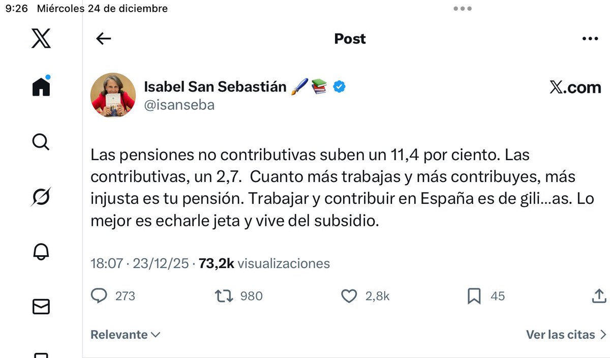 Conviene que los ciudadanos conozcan el ideario del partido al que votan. Aquí tenemos a una señora de derechas despreciando a las casi 100.000 personas que en Extremadura perciben pensiones no contributivas o mínimas. Por cierto, el 70 % son mujeres. ¿Qué os parece? <a href="/ppopular/">Partido Popular</a>