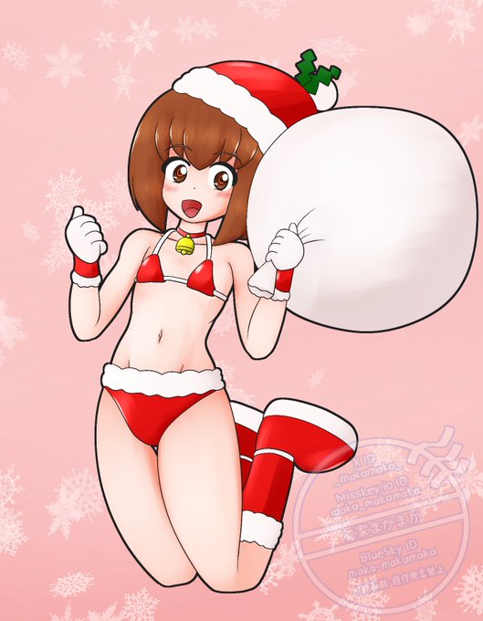 クリスマスに合わせてうちの子エリちゃんのサンタビキニコスを描いてみました! 
