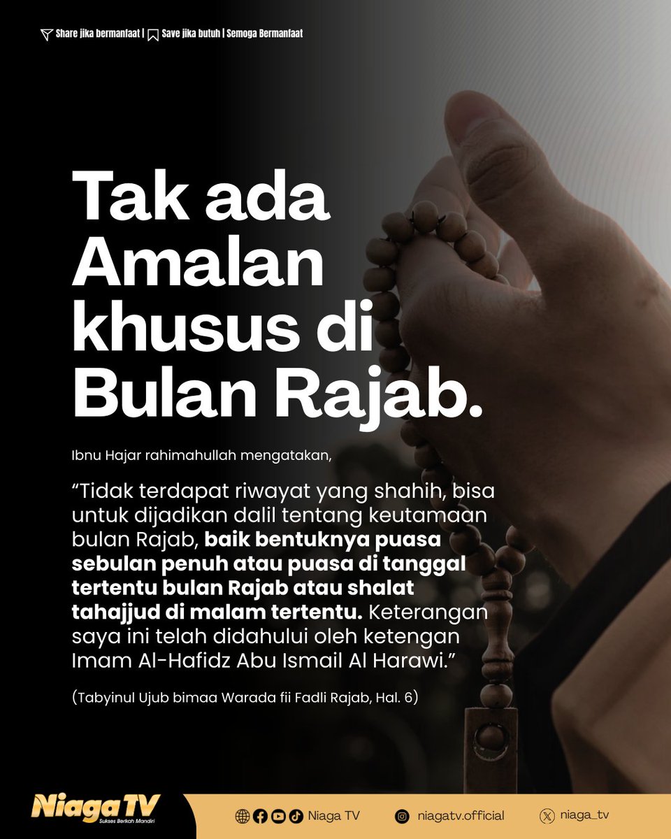 Tak ada amalan khusus di bulan Rajab.

#sunnah #reminder