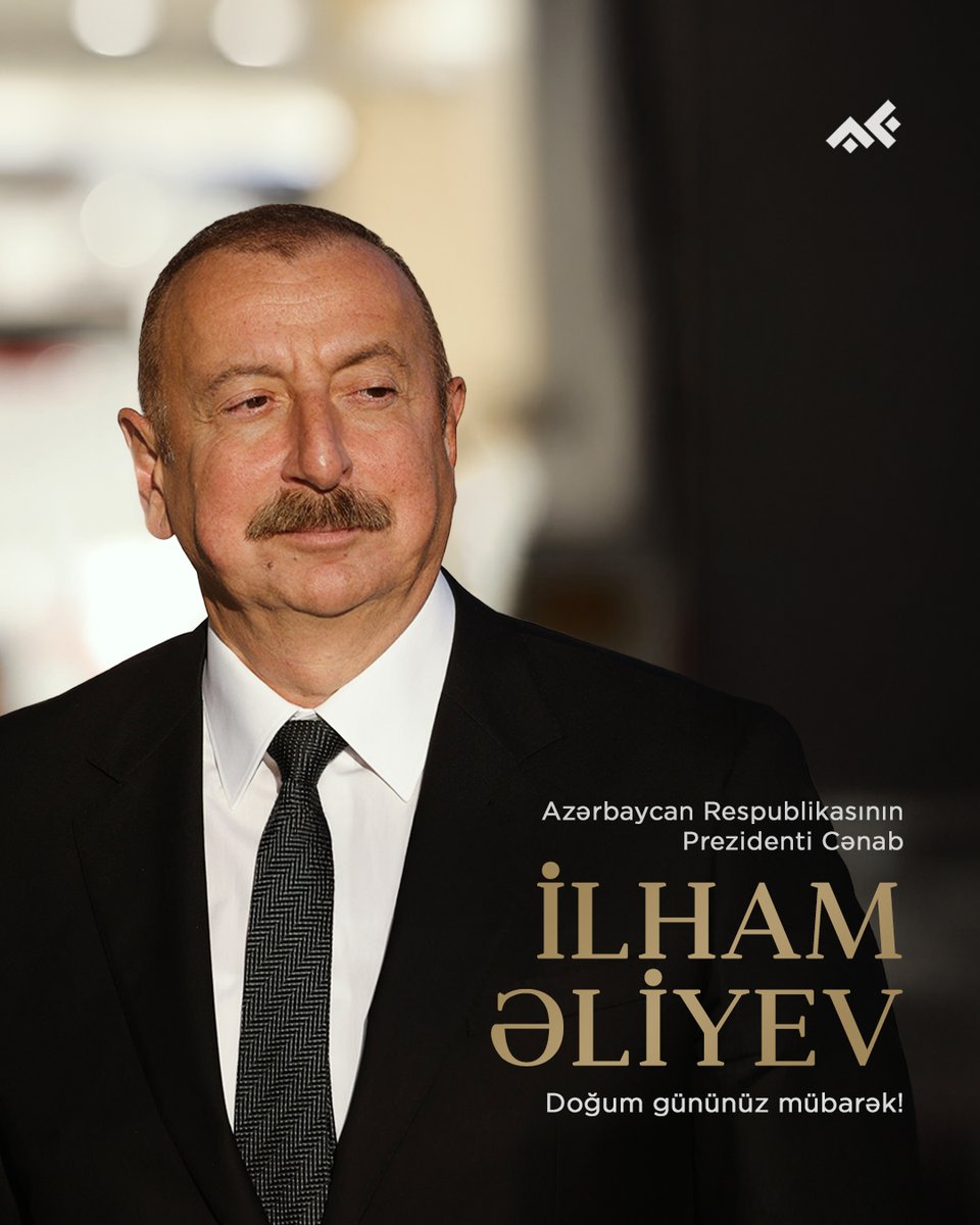 Azergold_QSC's tweet photo. Bu gün tarixinin ən güclü dövrünü yaşayan müstəqil Azərbaycanın güclü və müasir dövlət kimi inkişafının təminatçısı, xalqımızın rifahı və dövlətimizin güclü gələcəyi üçün misilsiz xidmətlər göstərən Prezident İlham Əliyevin doğum günüdür. Doğum gününüz mübarək, Cənab Prezident! https://t.co/691wwZhuSt