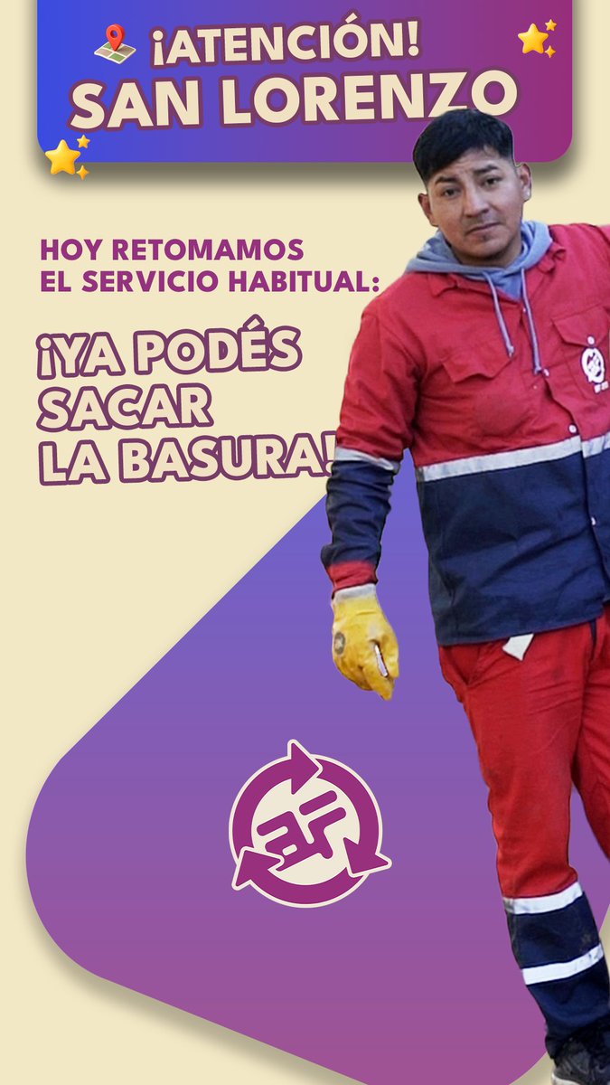 En San Lorenzo retomamos el servicio de recolección habitual. Ya pueden sacar sus residuos.