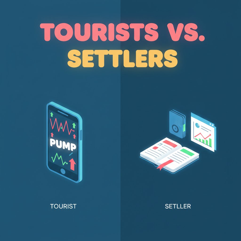 freewalletorg's tweet image. 🚀 Every cycle mints two types of people: tourists and settlers.

Tourists chase signals. Setlers build systems, journals, habits 📓
They survive exits, hacks, FUD - and still show up.

💬 What habit quietly leveled up your crypto game?

#Freewallet #OnchainHabits #RealYield