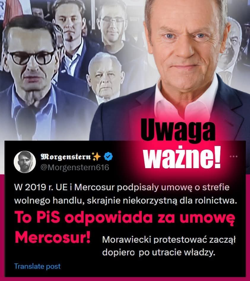 Andrzej09G's tweet photo. Prostujemy kłamstwa Nawrockiego!
PODAJCIE DALEJ.
To PiS negocjował i odpowiada za umowę z krajami Mercosur, niekorzystną dla polskich rolników!
To Donald Tusk tę umowę blokuje a nie Nawrocki. https://t.co/KlqdHct9Vl
