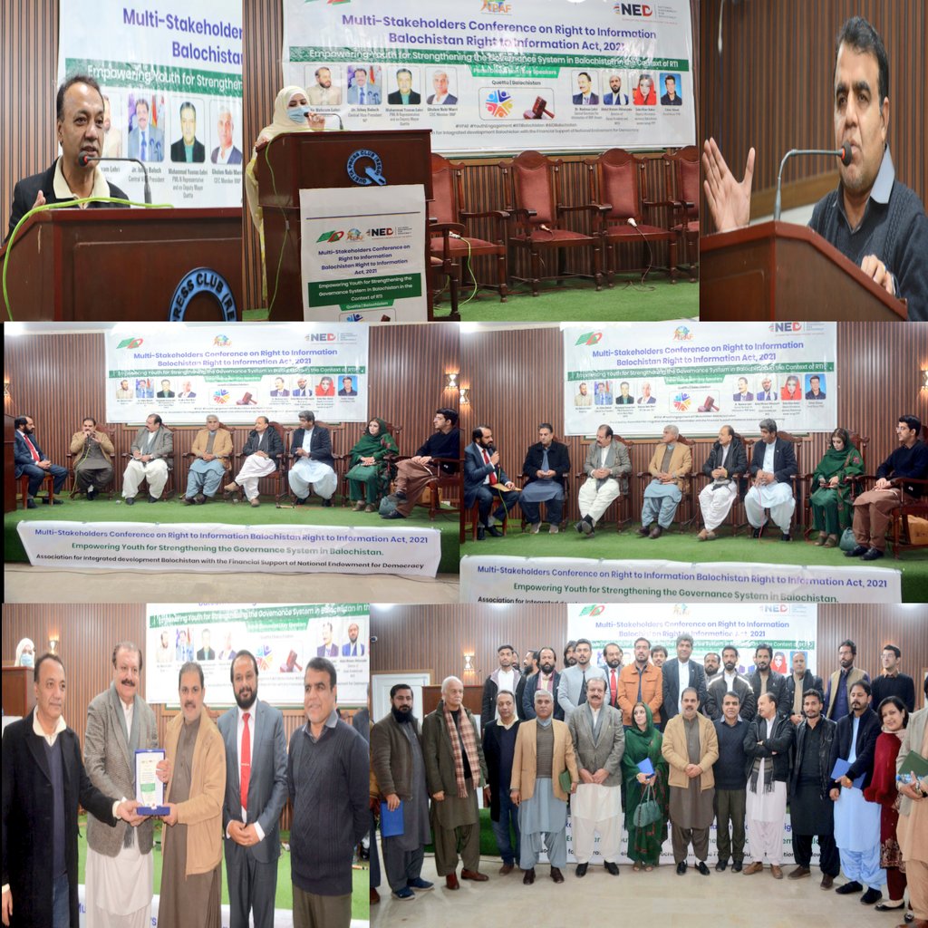 AID Balochistan, with support from NED, organized a Multi-Stakeholders Conference at Quetta Press Club on the #RTI. Panellists from political parties, civil society, media, and youth stressed RTI as key to youth inclusion, transparency, and good governance in Balochistan.