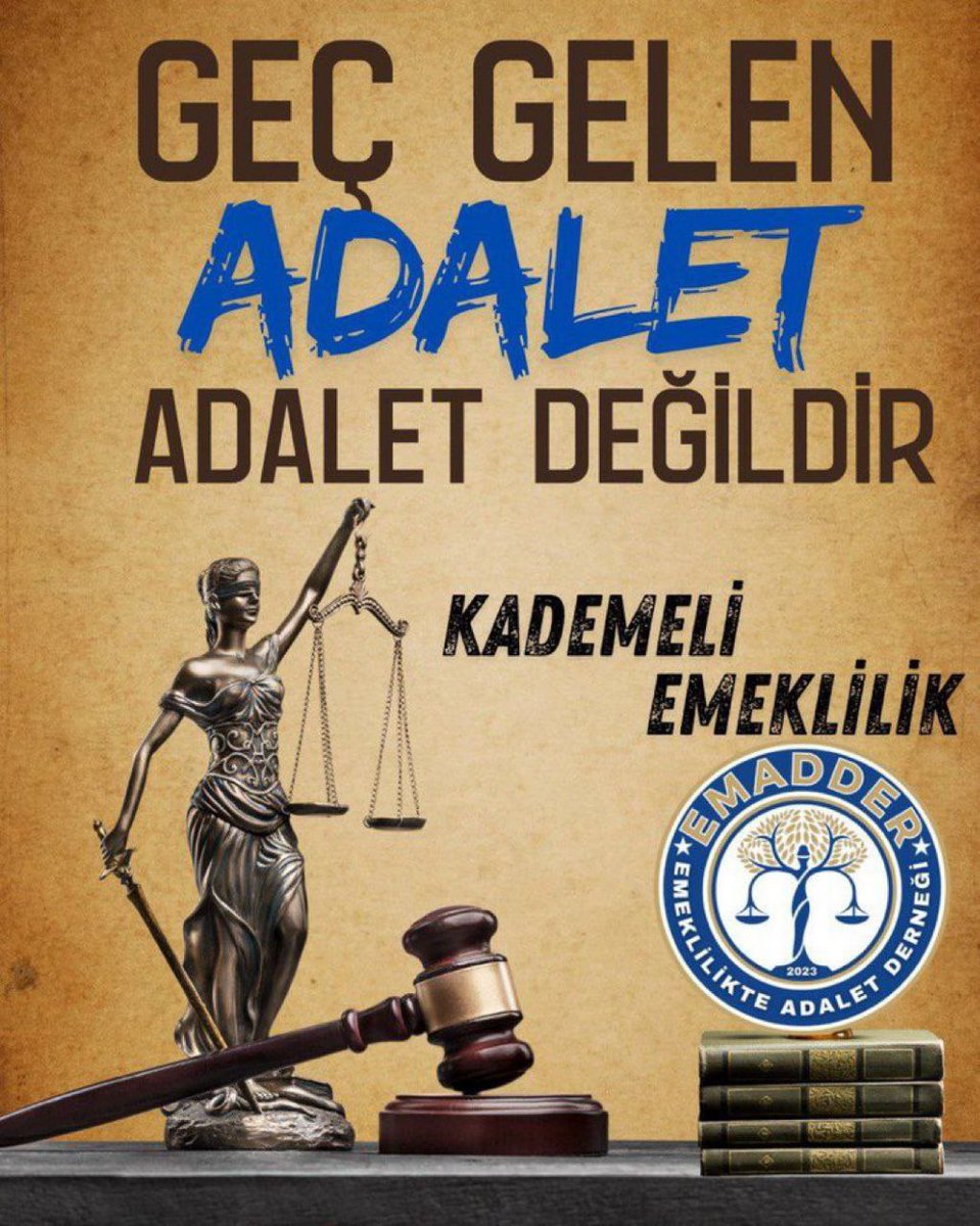 Günaydın Geç gelen Adalet Adalet Değildir   Adaletli Kademeli Emeklilik Elzemdir 
<a href="/EmadDernegi/">EMEKLİLİKTE ADALET DERNEĞİ ⚖️</a>
#KademeErtelenemez