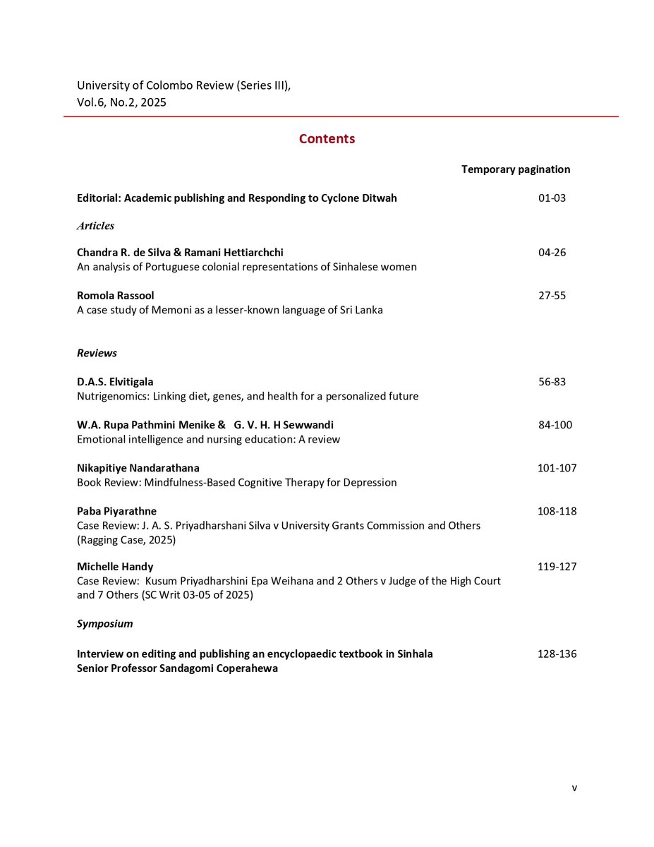 University of Colombo Review tweet media