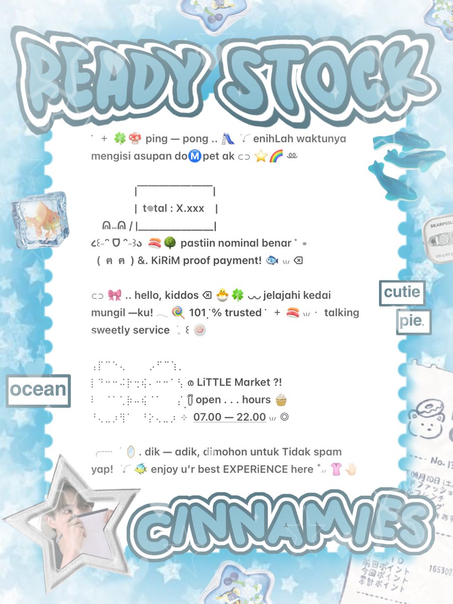 cinnyamies's tweet image. ╭┈  ֹ   help repost? thankies, sweetie 🐳

˳  ୨ CLEARANCE SALE  ֹ ₊  ࣪ 
{ II } ׁ ๑ 🪽.. wording bio 2.500  ࣪  ⸝⸝ &amp;amp;. pinned 3.500, wording wabis 4.500 💧🦴 yuk, ping chat:ie aku &amp;amp;. take sekarang juga   𓈒˚ &amp;gt;___^ 

#zonauang️