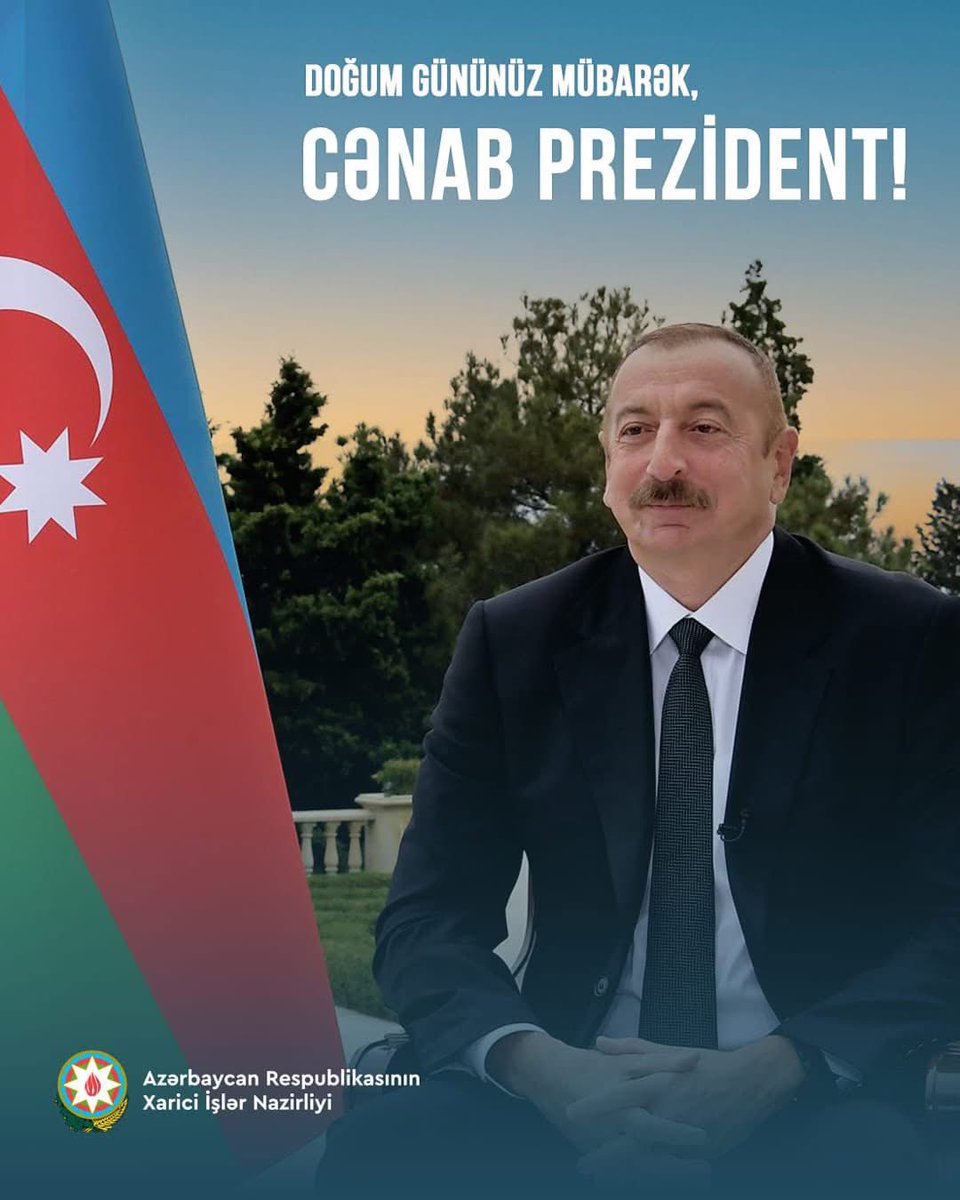 AzEmbKorea's tweet image. Bu gün, Azərbaycan Respublikasının Prezidenti, dövlətimizin və xalqımızın mənafelərini daim uca tutan Müzəffər Ali Baş Komandan cənab İlham Əliyevin doğum günüdür.

Bu münasibətlə, cənab Prezidenti ürəkdən təbrik edir, doğma Azərbaycanımızın daha da güclənməsi, davamlı inkişafı…
