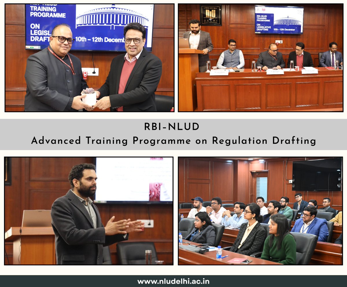 National Law University Delhi, in collaboration with the Reserve Bank of India, successfully concluded the Training Programme on Regulation Drafting held from 10–12 December 2025.
