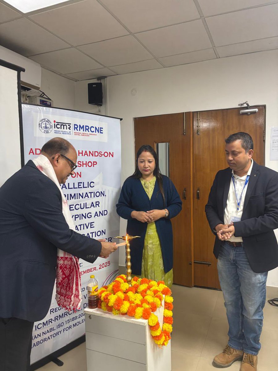 rmrcne's tweet photo. Regional VRDL, ICMR-RMRCNE, Dibrugarh organized a two-day hands-on Real-time PCR workshop on 22–23 Dec 2025. 29 participants from eight Northeastern Institutions gained skills in Allelic discrimination, Molecular genotyping and Relative gene expression analysis.
#ICMR
#RMRCNE https://t.co/HeoXWjmduS