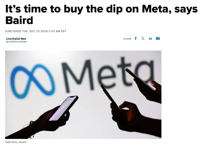 🔵BARCHART: Baird consiglia di acquistare il ribasso in $META