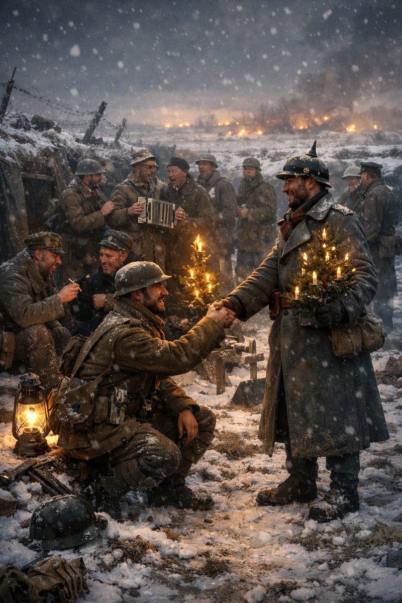 Good morning you lovely lot ❤️

On Christmas Eve, it’s worth remembering something extraordinary.

In 1914, in the middle of the mud, wire, and horror of the First World War, something very human happened. Guns fell silent. Enemies climbed out of trenches. Men who’d been told to