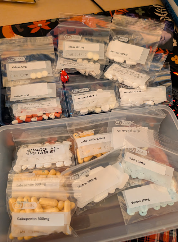 catkaldir's tweet image. i dont mind pain and usually skip the painkillers im prescribed.. 

i just moved the unused ones all into a box and honestly it's kinda horrifying how much doctors prescribe