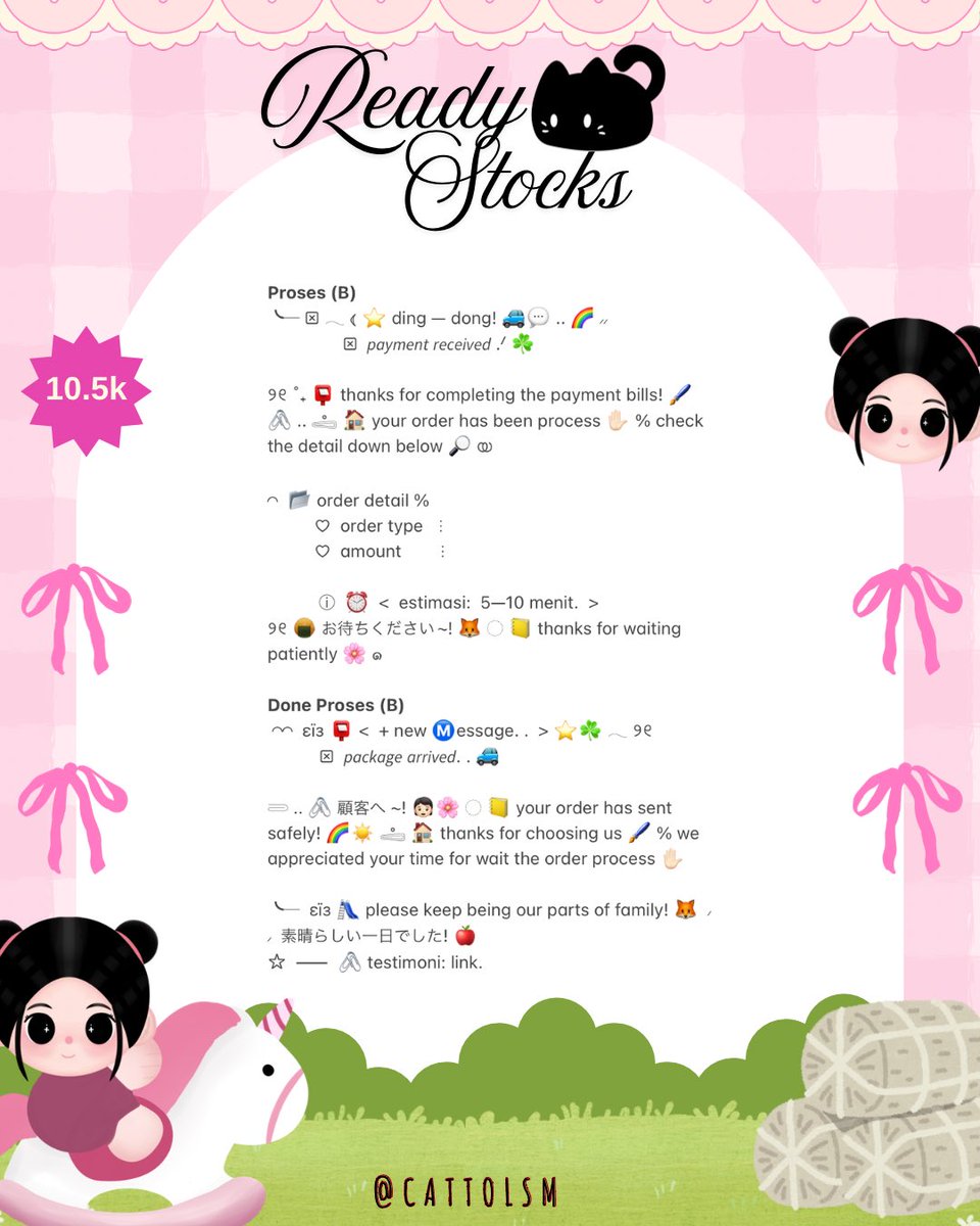 CATTOlSM's tweet image. ⣠ ︵  ♥︎  help repost?  tysm &amp;lt;3 ⭐️🎀  𓂅

◠  ⢸⠀ ada 3 bundle  wording  proses  &amp;amp;  done proses  rs. . 🎶🍏  𓂃 . εїз   hanya  1O.5K saja .ᐟ.ᐟ  &amp;gt;___%   💬👧🏻   ▷  mari  ketuk  DM  sekarang. . ✋🏻 ₊˚𓂂

☆ —— alt for details! . . 🐈💧
# zonauang  %  # zonajajan  %  # zonaba