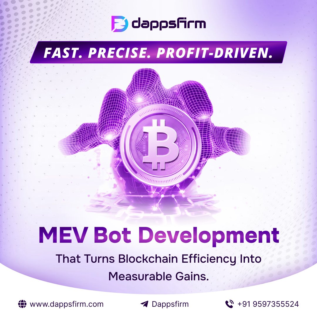 dappsfirm's tweet image. #Dappsfirm’s #MEVBotDevelopment helps firms and trading companies achieve high-speed execution, smart strategies, and performance-driven automation for real #enterprise gains

🌐 dappsfirm.com/mev-bot-develo…

#mevbot #mevdevelopment #defi #web3 #cryptobot #cryptotrading #usa #uk #uae