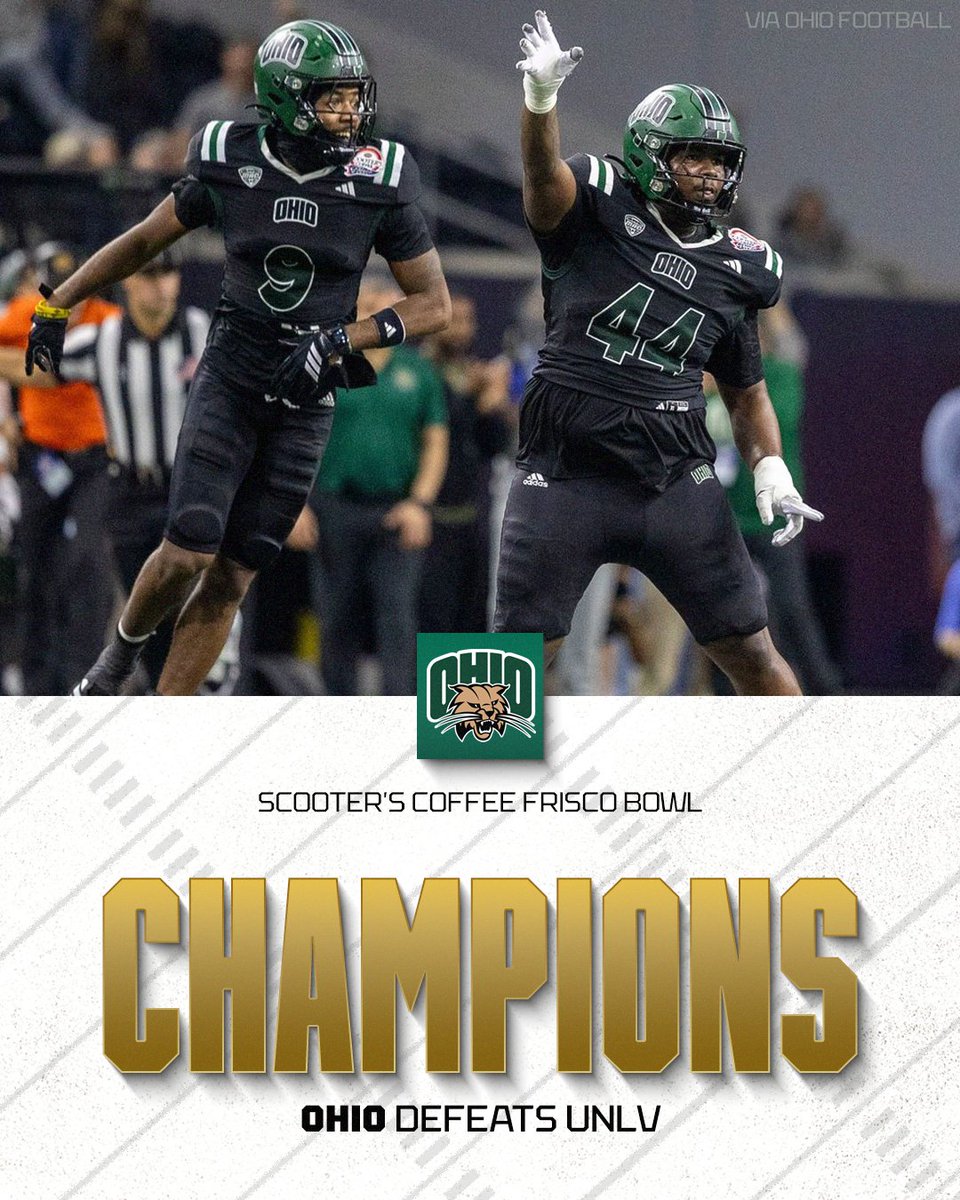 ESPNCFB's tweet image. The Bobcats are victorious in the Scooter's Coffee Frisco Bowl 💪