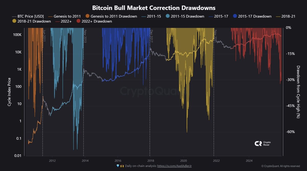 cryptorover's tweet image. THIS IS BITCOIN’S BIGGEST DRAWDOWN THIS CYCLE!