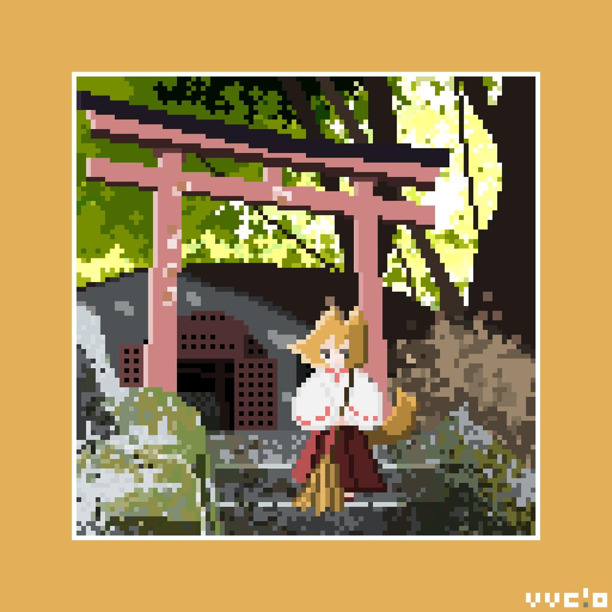 狐のお掃除 #ドット絵 #pixelart ＃96の視界 #one_dot_step