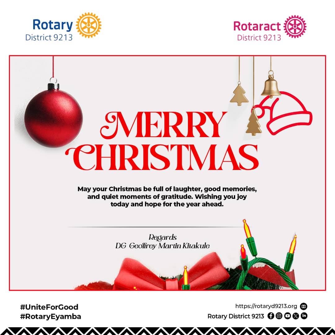As we celebrate this joyful Christmas season, I send greetings to all Rotarians, Rotaractors, and Friends of <a href="/Rotary/">Rotary International</a> in <a href="/rotaryd9213/">Rotary District 9213</a> and <a href="/RotaractD9213/">Rotaract District 9213</a>. Thank you for your service. May this season inspire kindness, gratitude, and a renewed sense of purpose in Service Above Self.