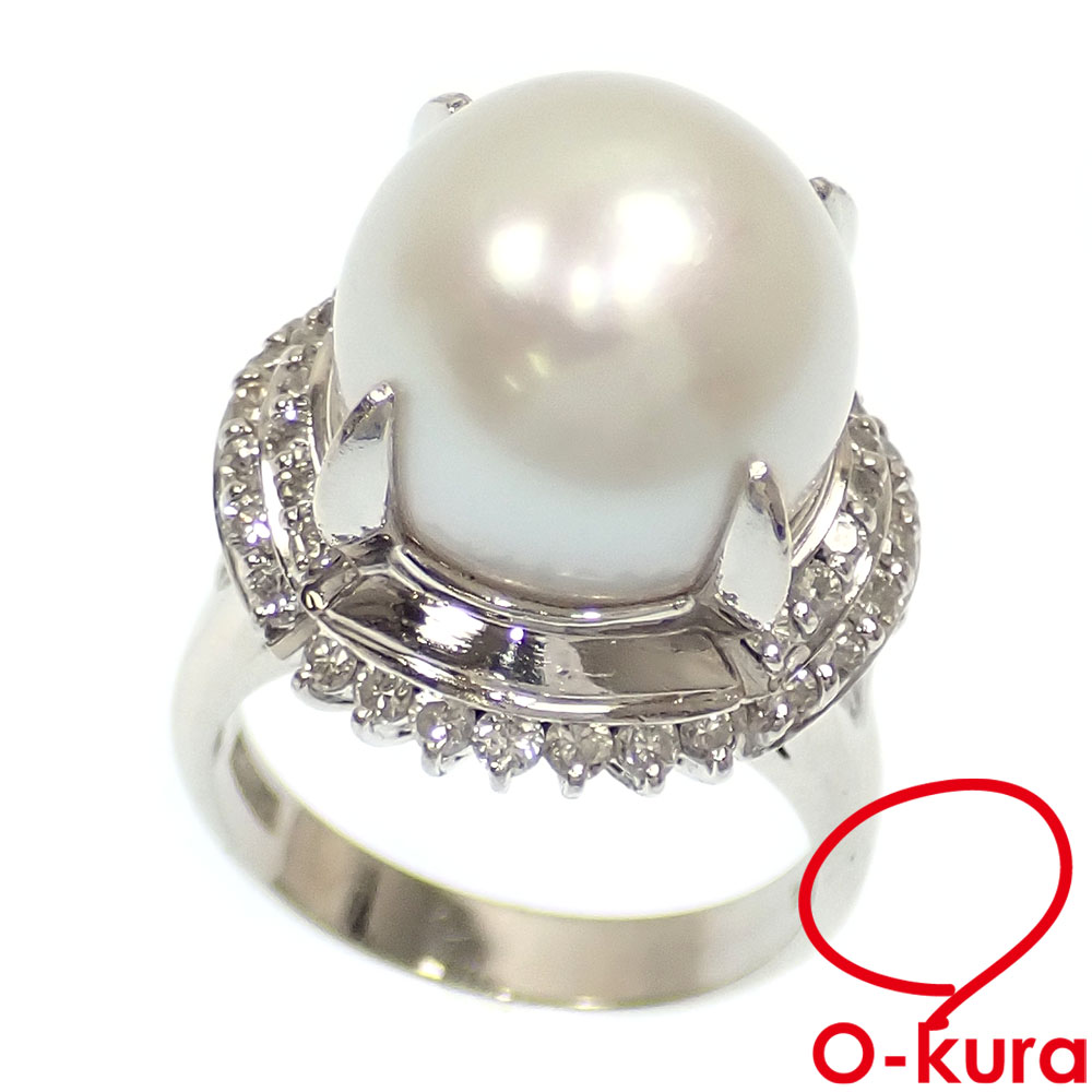 ♥新品♥Pt900 タヒチパール　ダイヤモンドリング　12号 Pt900 パール ダイヤモンド リング 12号 販売中です✨ 13mmとやや大粒